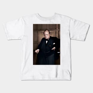 Sir Winston Churchill in colour Kids T-Shirt